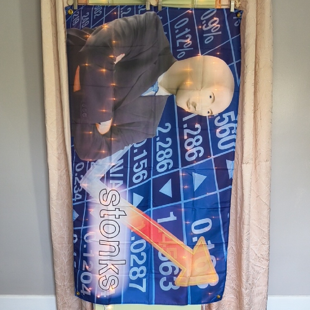 Home - Blue Stonks Meme Tapestry Banner Inside The Internet Humor 5' × 3'